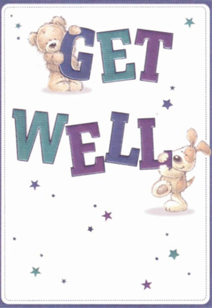 This delightful get well card is a true celebration of gentle encouragement, brought to life by friendly and inviting illustrations of a bear and a puppy. Playful star motifs swirl and dance around the pair, casting the impression of good wishes traveling through the crisp air, much like messages of hope traveling from Hampton Common to the homes that nestle nearby. The typography is confident and welcoming, shaded in vibrant purples and aquas, grounding the scene in heartfelt reassurance. Every textured detail-the bear's plush fur, the puppy's velvety ears-adds an almost tangible softness, evoking the sensation of a comforting bouquet cradled in skilled hands. Imagine pairing this card with a fresh floral arrangement delivered right to a loved one's door in Hampton; together, they radiate warmth and positivity, providing solace and a joyful lift for someone recovering in the community. The light, airy composition is a delightful reflection of care and kindness that transcends age, perfect for anyone longing for encouragement and hope.